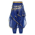 thumbnail image 2 of Alvivi Kids Girls Ballet Belly Yoga Dance Harem Pants Arabic Halloween Ruffle Trousers with Hip Scarf Royal Blue 9-12, 2 of 7