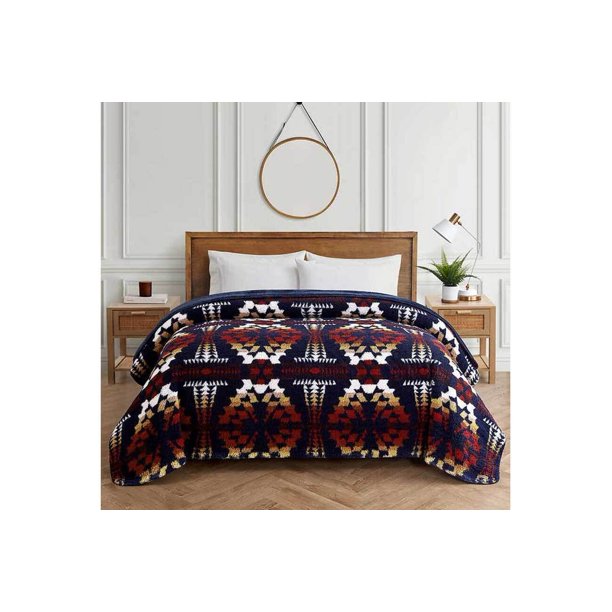 Pendleton Sherpa Fleece Machine Washable Blanket, Legend Lake Navy Blue