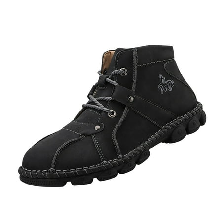

Hueook Mens Shoes High-Top Lace-Up Casual Platform Hiking Shoes Mens Shoes Casual