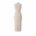 thumbnail image 5 of ClodeEU Women's Mock Neck Sleeveless Bodycon Dress ,Solid Color Spring Summer Slim Fit Midi Dress White,Women's Plus XXL, 5 of 6