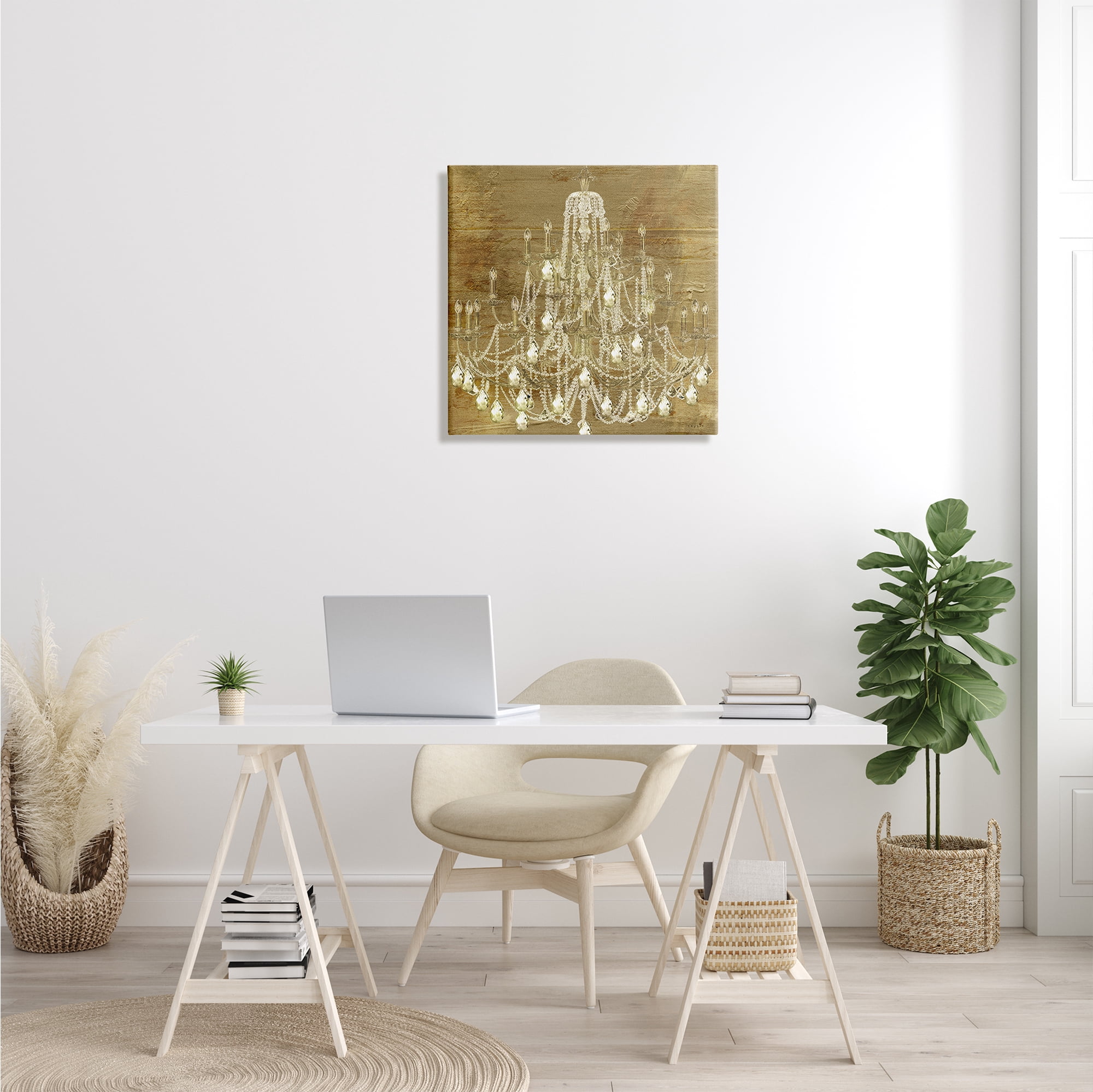 Stupell Industries Vintage Glam Crystal Chandelier Rustic Distressed Gold Background, 24 x 24, Design by Sophie 6