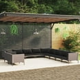 thumbnail image 1 of vidaXL 11 Piece Garden Lounge Set with Cushions Poly Rattan Dark Grey, 1 of 4
