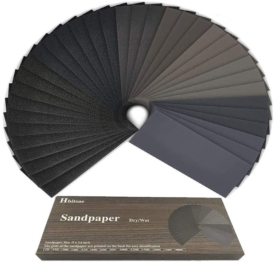 42-Sheet 120 to 3000 Assorted Grit Sandpaper 9 x 3.6 Inch 