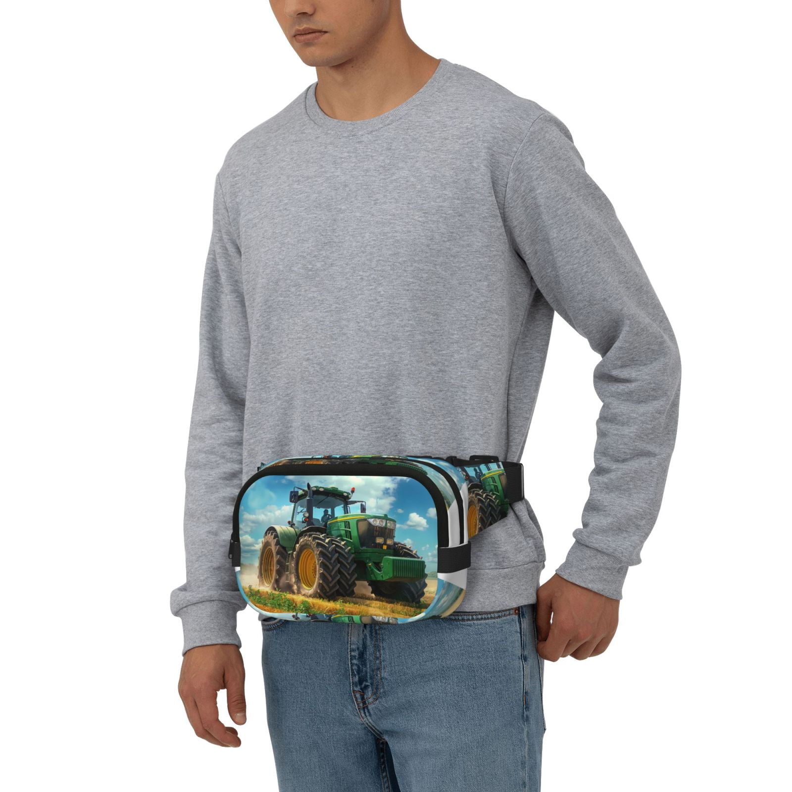 Kuqiui Green Tractor Field Print Fanny Packs for Women Cross Body Waist Bag Fashionable Fanny Pack Designer Workout Hiking Waist Pack Running Travel Gym