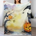 thumbnail image 5 of Pumpkin Lantern Black Cat Blankets Flannel Blanket with Soft Throw Blanket for Couch, Bed, Sofa Luxurious Warm And Cozy for All Seasons, 5 of 8