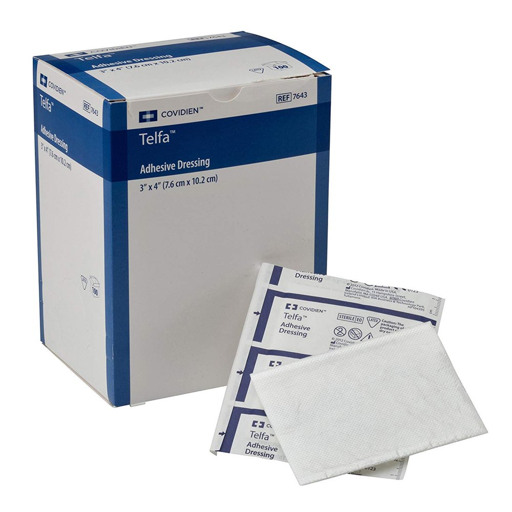 Telfa NonStick Pads With Adhesive 3" X 4"100 by KENDALL HEALTHCARE