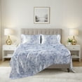 thumbnail image 5 of Regency Heights Satin Printed Sheet Set, Marble Printed Satin Queen Bed Sheets, 4-Piece Luxury Silky Bedding Sets with Pillowcase, Blue Marble, 5 of 8