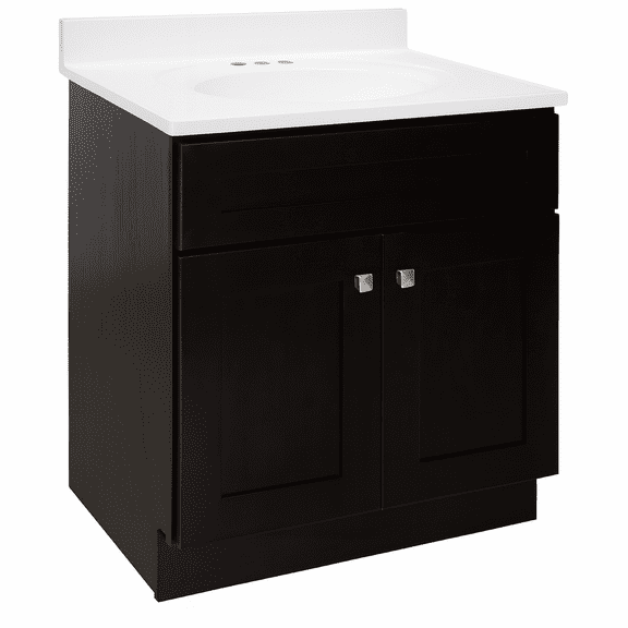 Design House Brookings 31" x 22" Ready to Assemble Shaker 2-Door Bath Vanity with Cultured Marble 4" Centerset Top, Espresso/White