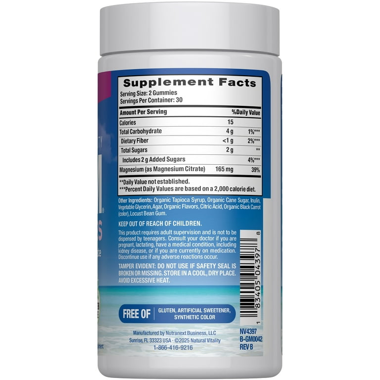 Natural Vitality Calm, Magnesium Citrate Gummies, Raspberry-Lemon