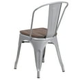thumbnail image 4 of Flash Furniture 4 Pack Silver Metal Stackable Chair with Wood Seat, 4 of 7