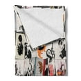 thumbnail image 2 of Sketch Soft Flannel Fleece Throw Blanket, Collage with Freehand Drawings Portraits of Woman Faces Abstract Image, Cozy Plush for Indoor and Outdoor Use, 70" x 90", White Black Red, by Ambesonne, 2 of 5