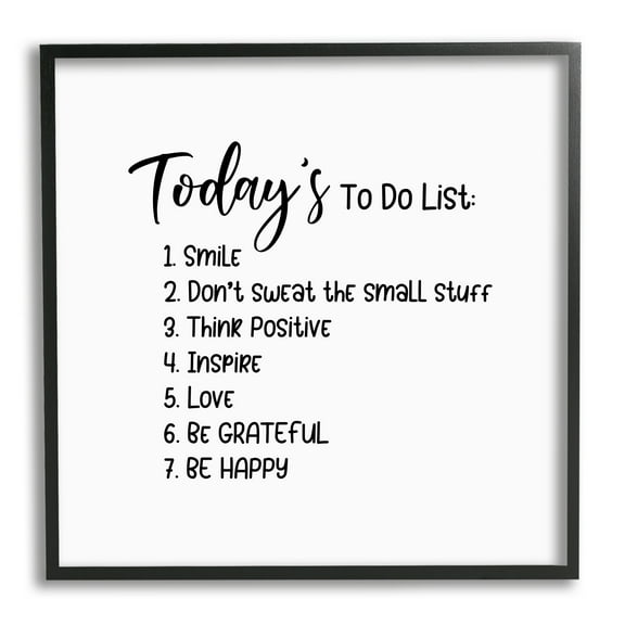 Stupell Industries Uplifting To Do List Life Happiness Casual Typography Graphic Art Black Framed Art Print Wall Art, Design by Yvonne Coleman Burney