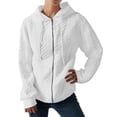 thumbnail image 3 of Zip Up Sweater Hoodie, Yigetop Ladies' Sweatshirts for Women Long Sleeve Lightweight Casual Pure Color Knitted Zipper Hoodies Sweater Knit Zip Up Sweater, White XL, 3 of 7