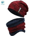 thumbnail image 2 of Deago Winter Beanie Hat Scarf Set Warm Knit Hat Thick Fleece Lined Skull Cap Neck Warmer Scarves for Men (Red), 2 of 10