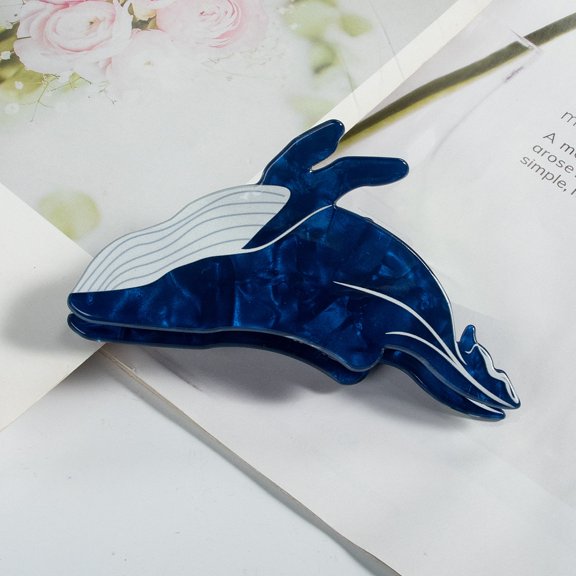 4 pc Cute Whale PVC Claw Hair Clips DIY Hair Accessories Prussian Blue 48x78x35mm