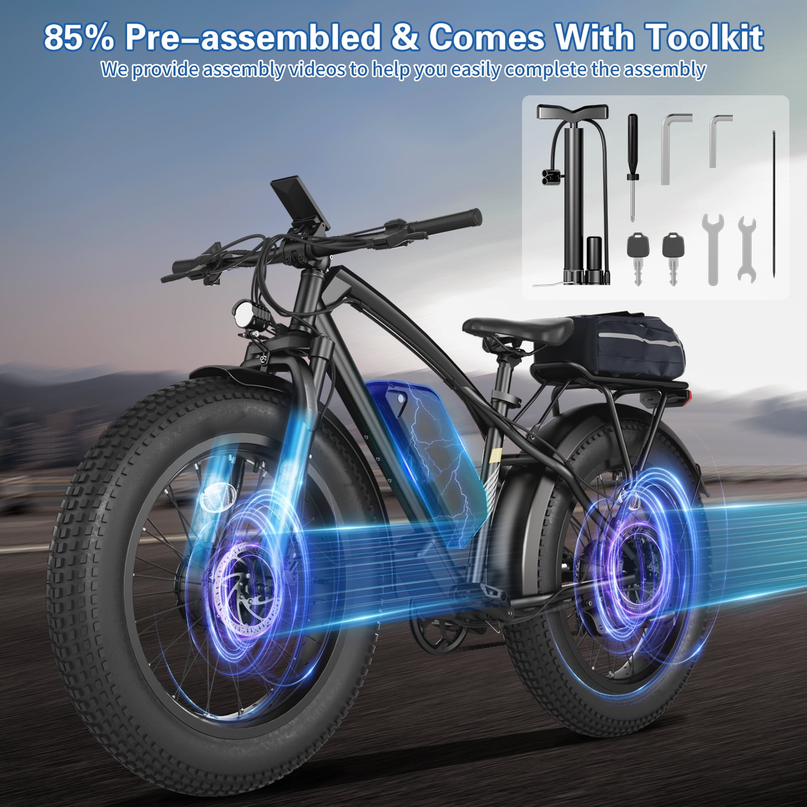 Haroma Electric ScooterBike,Electric Bike for Adults 26", 1000W (2000W Peak) E-Mountain Bike 48V 13AH UL2849