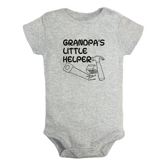 iDzn Grandpa's Little Helper Funny Rompers For Babies, Newborn Baby Unisex Bodysuits, Infant Jumpsuits, Toddler 0-24 Months Kids One-Piece Oufits
