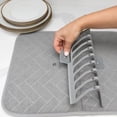 thumbnail image 2 of LWVITH Foldable Dish Drying Mat, Collapsible Plate Rack 2-in-1, Space-Saving Kitchen Counter Drainage Tray, Portable Absorbent Mat for Drying Dishes, for RV Camping Apartment Home Kitchen, 2 of 6