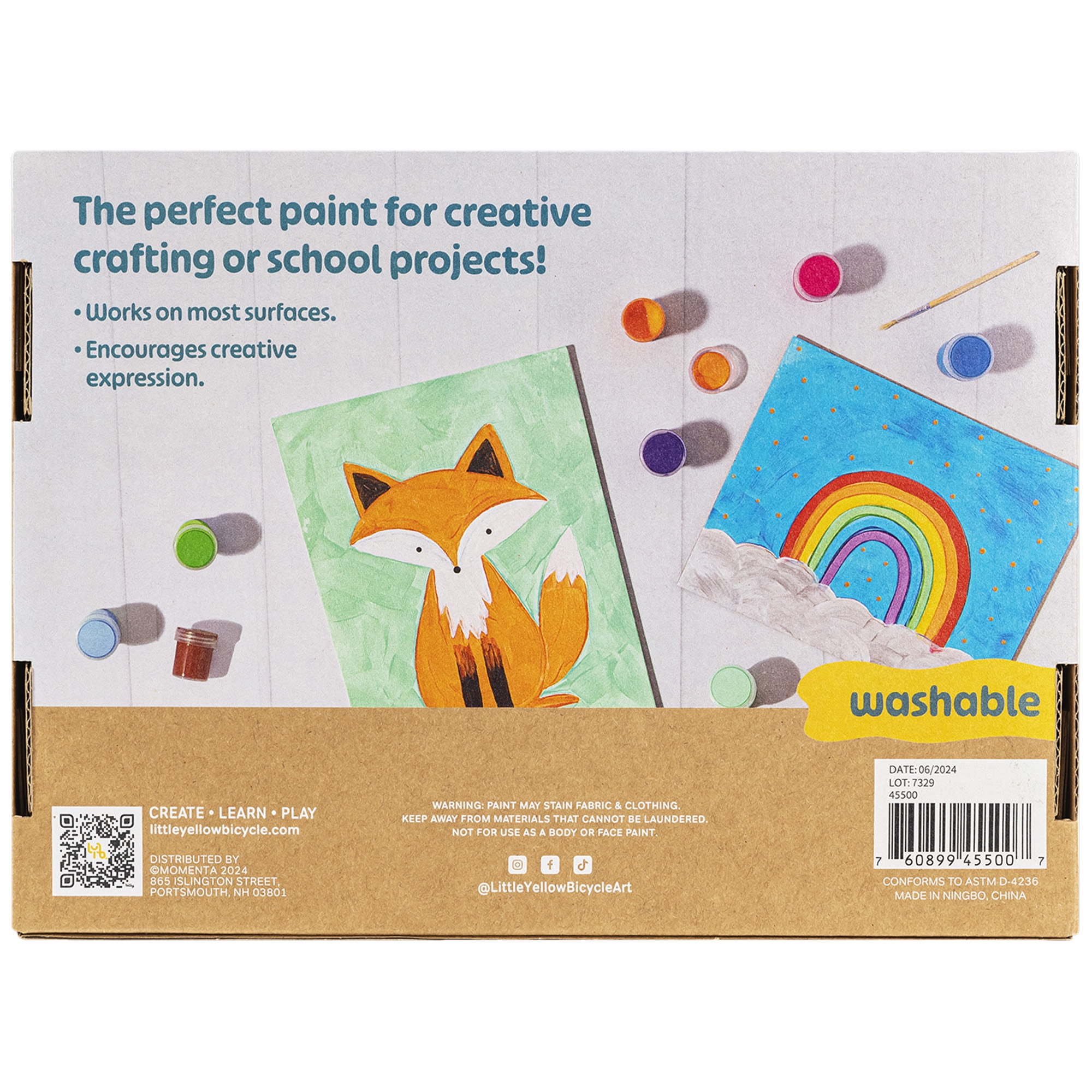 Little Yellow Bicycle: Tempera Paint Set - 12 Bright & 6 Metallic Colors, 0.5oz Pots, 18 ct Washable Paints, Art & Crafts Supplies, Kids Ages 5+