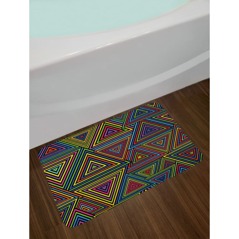 Modern Geometric Non-Slip Soft Bath Mat 16 x 24 Rectangle Abstract Bathroom  Rug