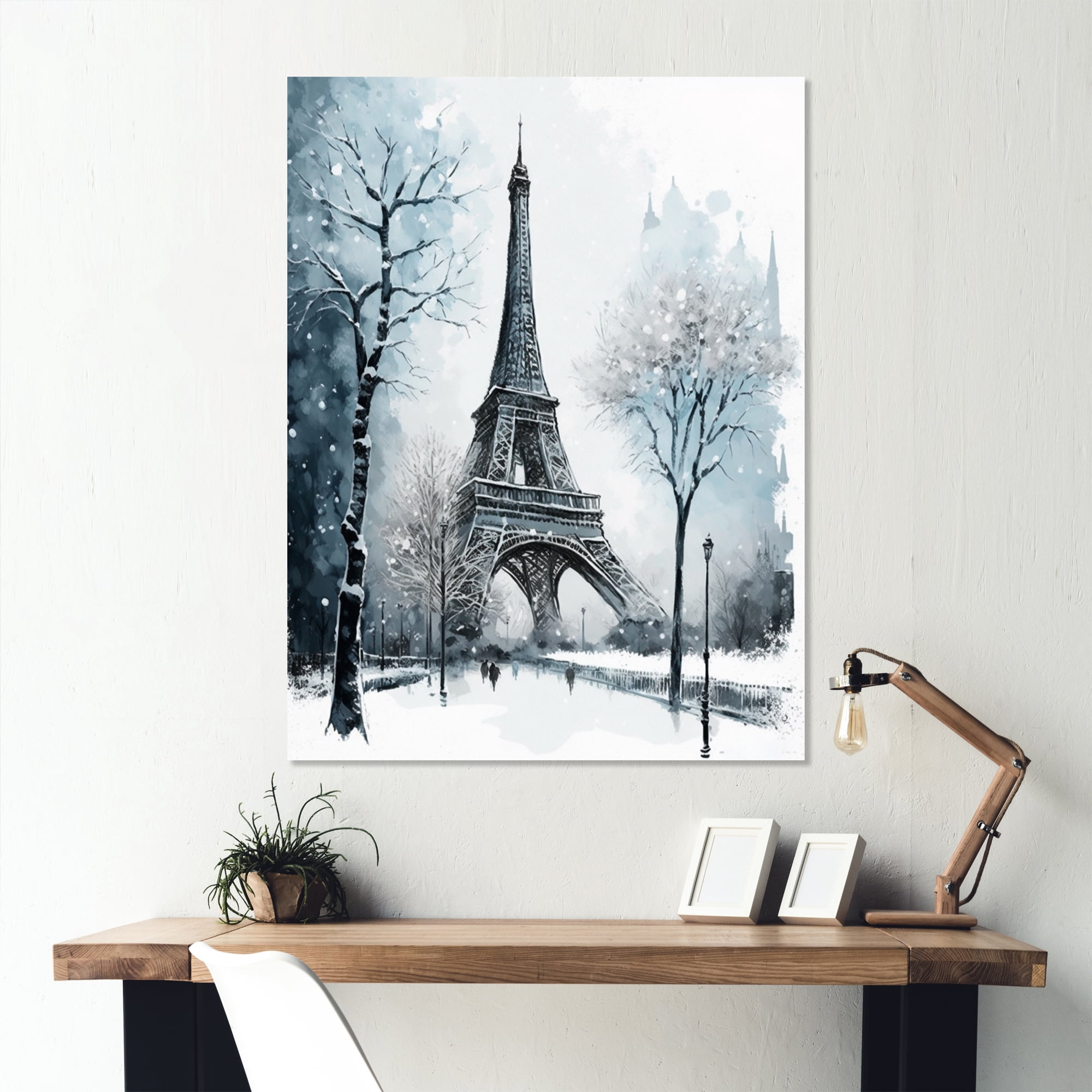 Designart Winter Scenery In The City Canvas Wall Art