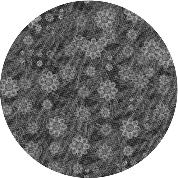 Ahgly Company Indoor Round Patterned Platinum Gray Area Rugs, 5' Round