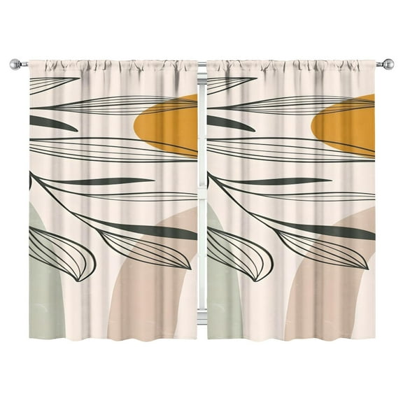 Modern Abstract Geometric Lines Boho Curtains-Blackout Curtains Bedroom Decor Living Room Darkening Grommet Window Drapes 2 Panels Set 52"x 84"