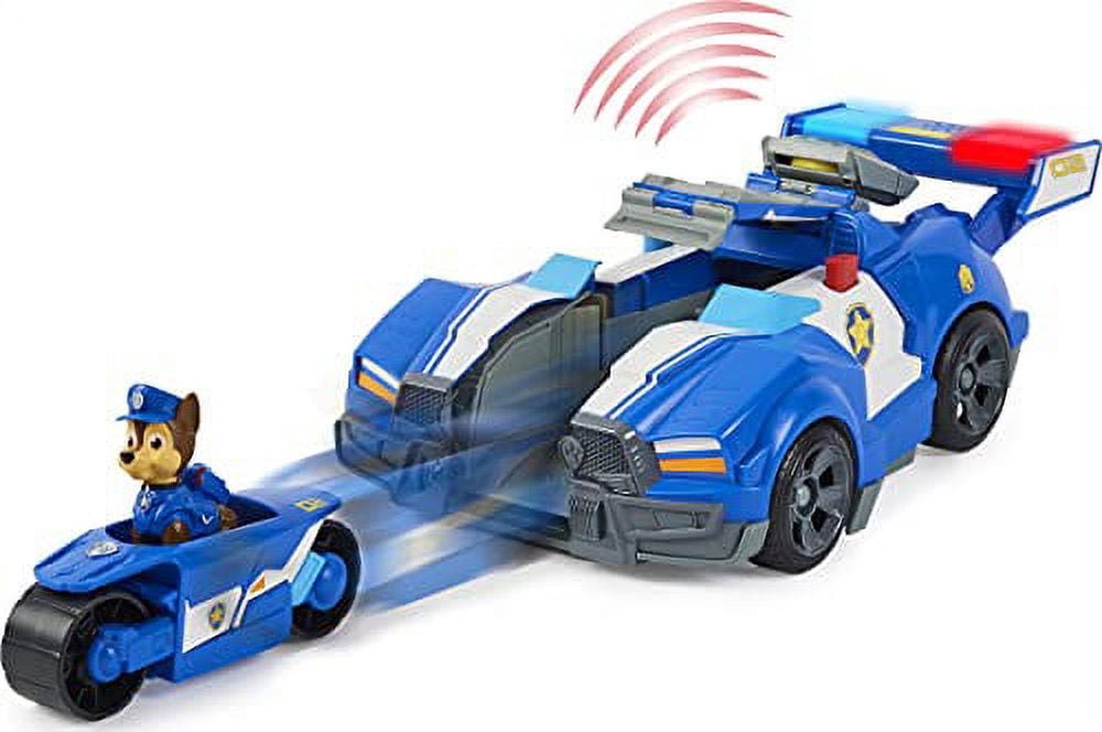Paw Patrol, Chase 2-in-1 Transforming Movie City Cruiser Toy Car with Motorcycle, Lights, Sounds and Action Figure, Kids Toys for Ages 3 and up