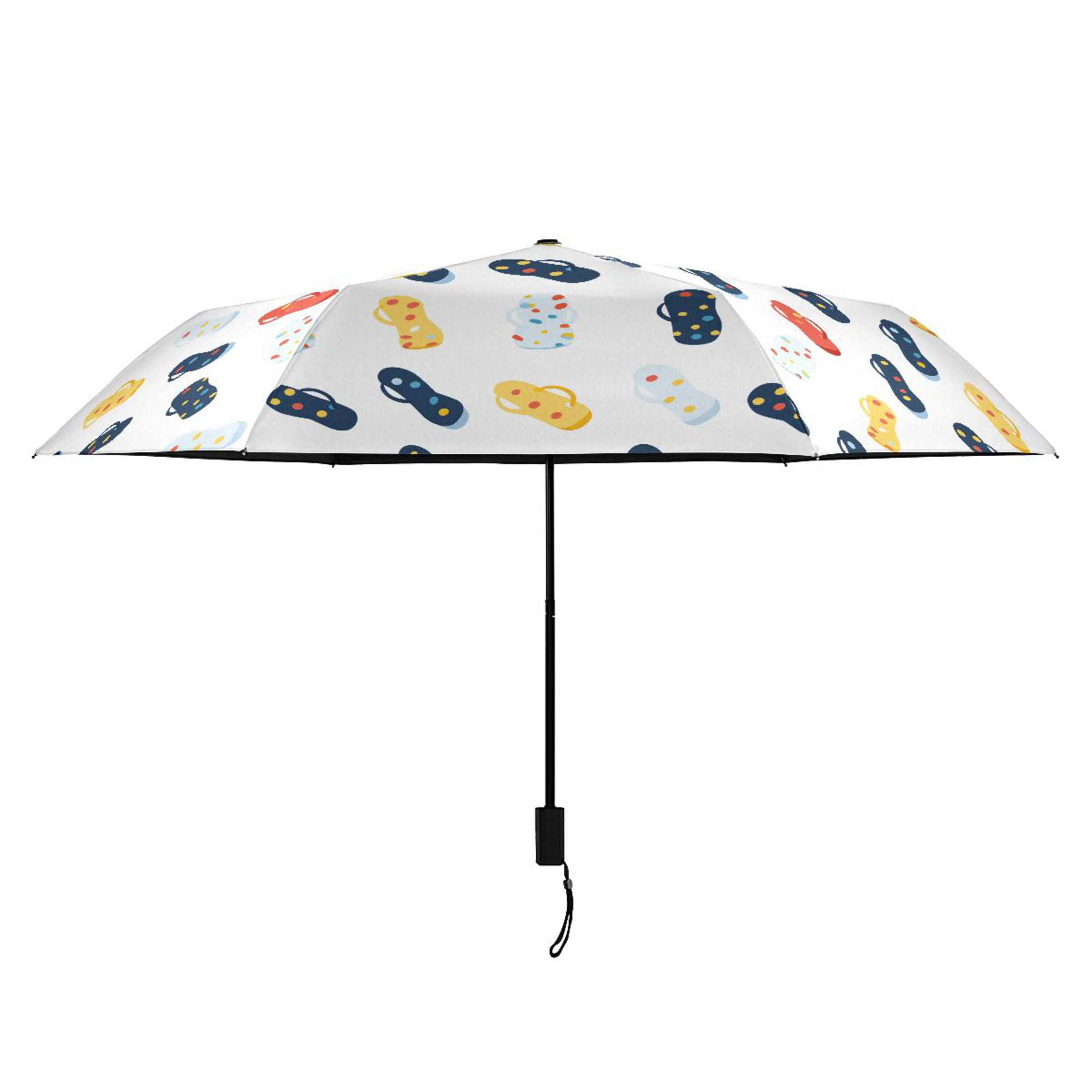 Flip Flop with Dots Compact Sun Umbrella Windproof Travel Umbrellas for Rain Strong Portable UV Protection