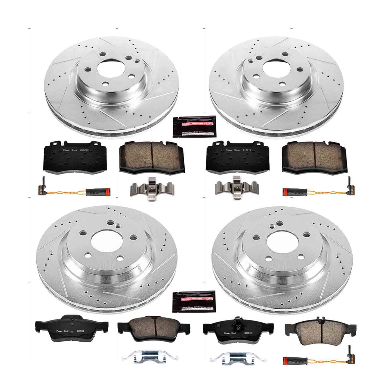 PowerStop Front and Rear Z23 Evolution Sport Carbon-Fiber Ceramic Brake Pad and Drilled & Slotted Rotor Kit Fits: MERCEDES-BENZ Select Models K6751