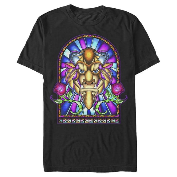 Men's Beauty and the Beast Stained Glass Window Beast Graphic T-Shirt