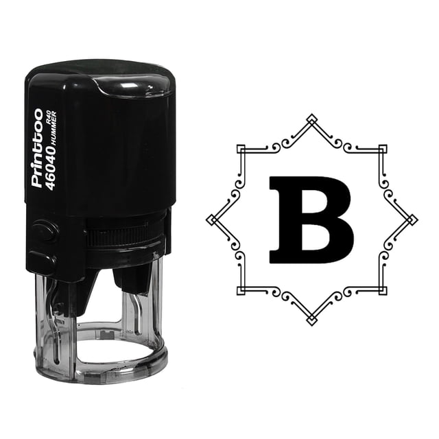 Printtoo R-40 Octagon Celtic Swirl Frame Alphabet B Monogram Self Inking Rubber Stamp Office Stationary