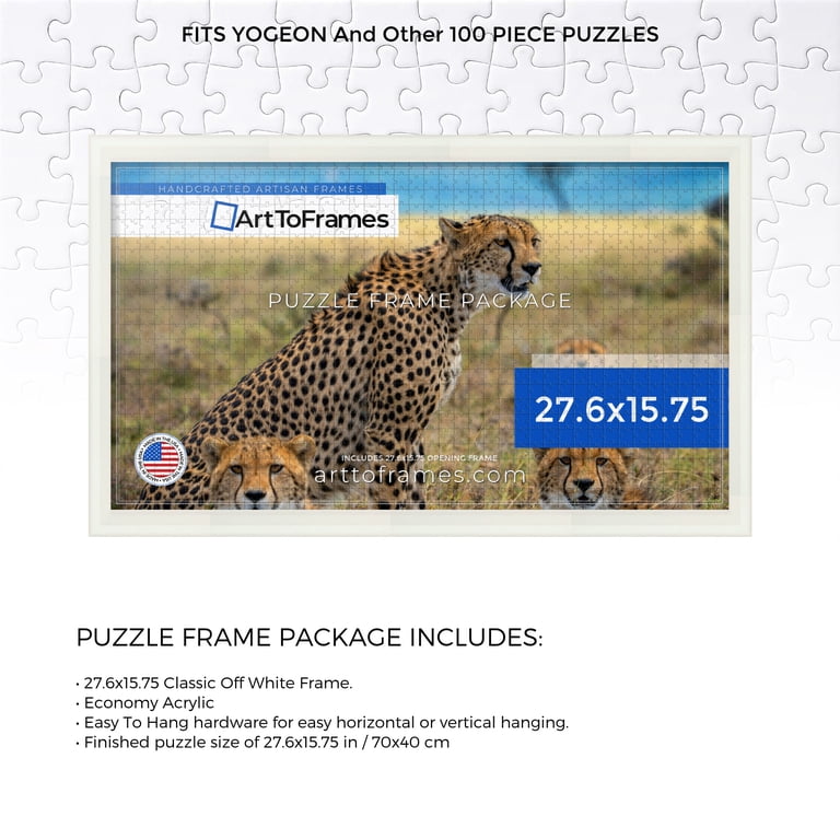 フォトフレーム ArtToFrames 27.6x15.75 Inch - 70x40 CM White Puzzle Frame for 100