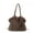 Brown, variant on Beige Ladies Pleated Tote Bag With Shoulder Strap Fall Winter Style Made From Soft Faux Fur Material Roomy And Cozy