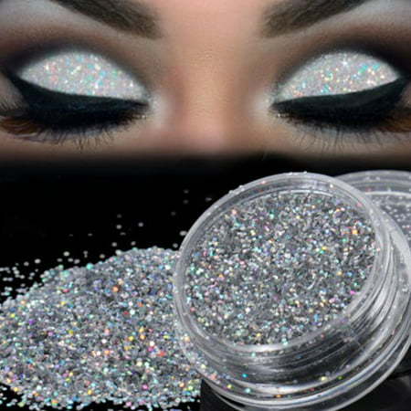 Sparkly Makeup Glitter Loose Powder EyeShadow Silver Eye Shadow (Best Silver Glitter Eyeshadow)