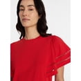 thumbnail image 5 of Time and Tru Women's Top with Short Flounce Sleeves, Sizes XS-XXXL, 5 of 6