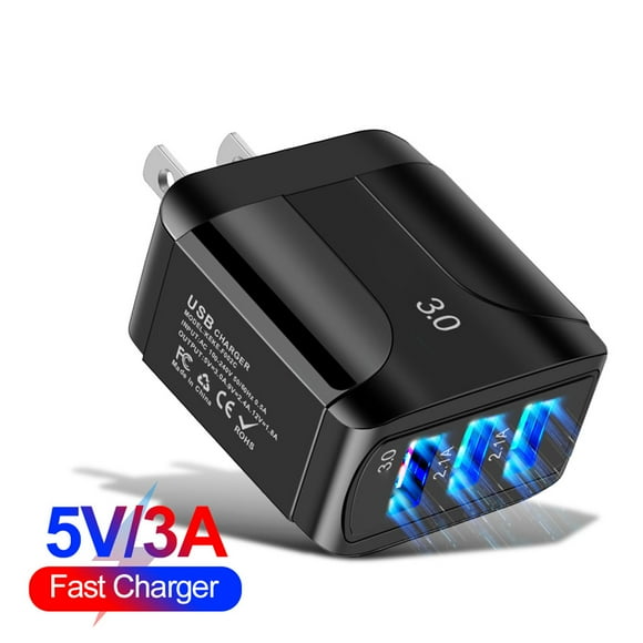 onlyliua Liquidación Cargador Rápido Us Qc 3.0, 3 A, Usb Ampliado, Tres Puertos de Alimentación, Cargador de Viaje para Teléfono