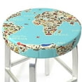 thumbnail image 3 of Daiia World Travel Line Icons Map Stool Covers Round,Round Bar Stool Covers Waterproof Bar Chair Covers Washable Stool Cushion Slipcover for 12-14 Inch Chair-12 inch, 3 of 7