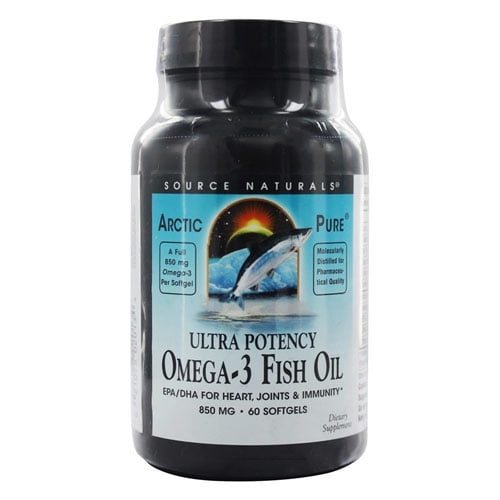 Arctic Pure, Omega-3 Fish Oil, Ultra Potency, 850 mg, 60 Softgels, Source Naturals