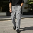 thumbnail image 2 of PNTUTB Men's Cargo Pants Soild Color Drawstring Outdoor Work Pants Casual Loose Comfort Pant with Multi Pocket Daily Hiking Sporty Trendy Pants, 2 of 7