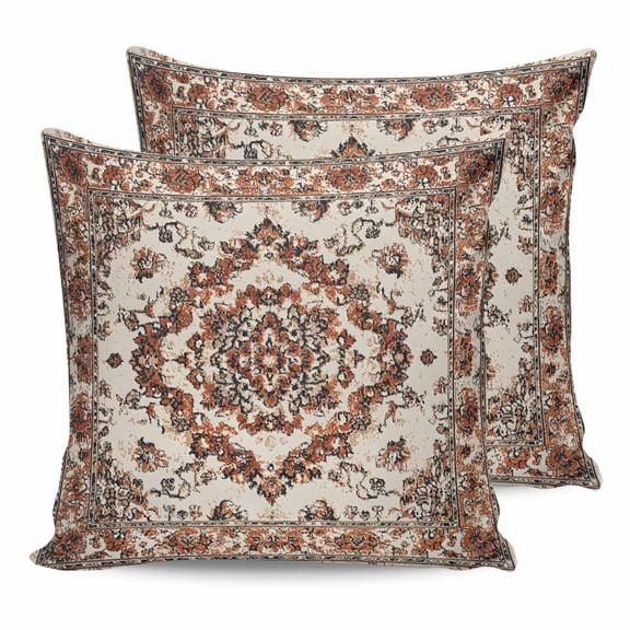 Pillow Covers 20x20 Set of 2, Burnt Orange Boho Throw Pillow Covers Decorative Couch Cushion Cover, Modern Ethnic Geometric Southwestern Microfiber Soft Square Pillowcases for Bedroom Sofa