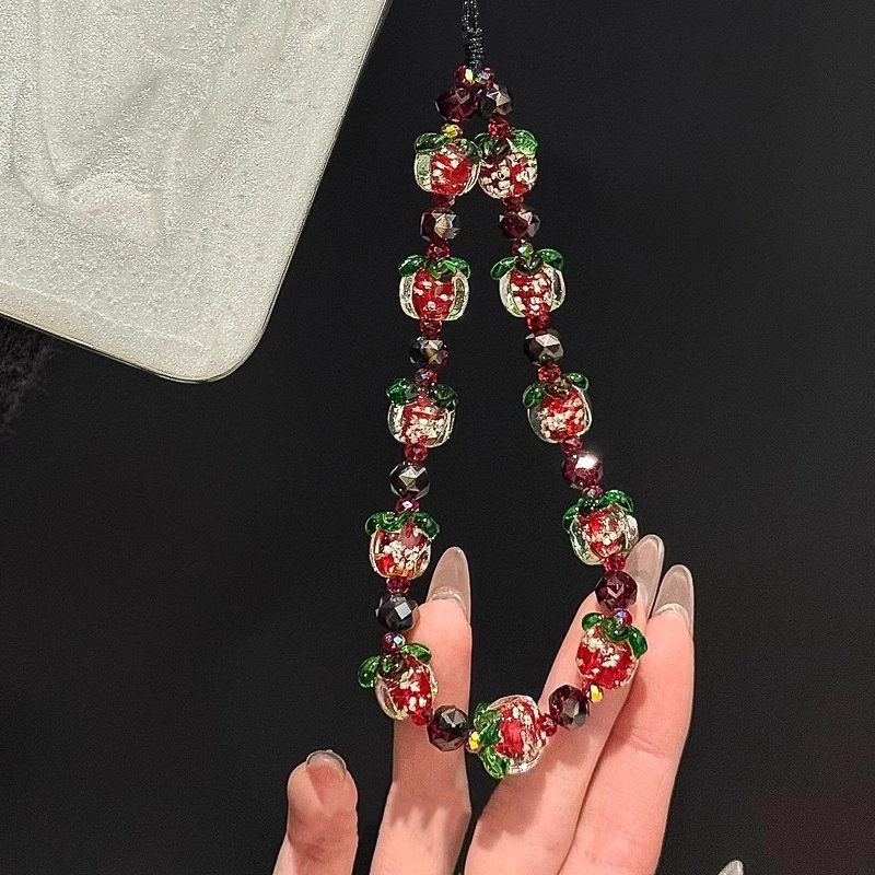 "Good Fortune" Persimmon Lanyard, Glowing Beaded Phone Chain for Women - Elegant & Unique Phone Lany
