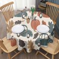 thumbnail image 3 of Trucks Pumpkins Fall Leaves Pattern Round Tablecloth 60" X 60",Wrinkle Wipeable Table Cloth for Kitchen Dining Room Picnic Patio Party, 3 of 5