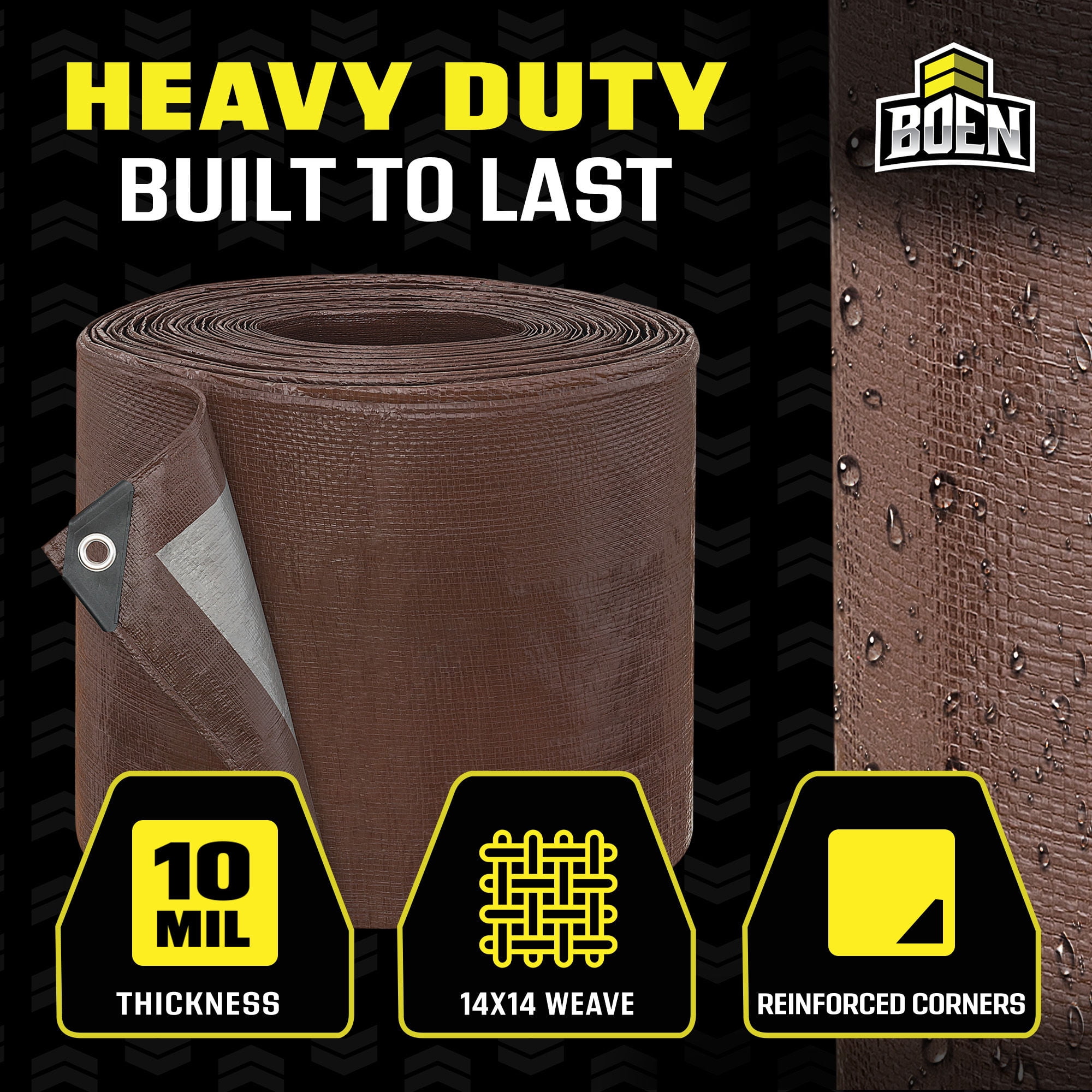 20 ft. x 40 ft. Heavy-Duty Commercial Brown/Silver Tarp Cover 10 Mil Thick Weave Material, Waterproof