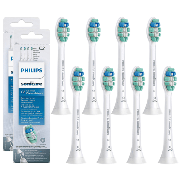 C2 Optimal Plaque Control Toothbrush Heads Compatible with Philips Sonicare ProtectiveClean Electric Toothbrush,8 Brush Heads, White, HX9024