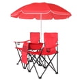 thumbnail image 4 of IVV 2-Person Folding Camp Chair with Removable Sun Umbrella, Heavy Duty Steel Tube Oxford Cloth Double Seat Outdoor Lounge Fishing Chair with Carry Bag, Red, 4 of 9