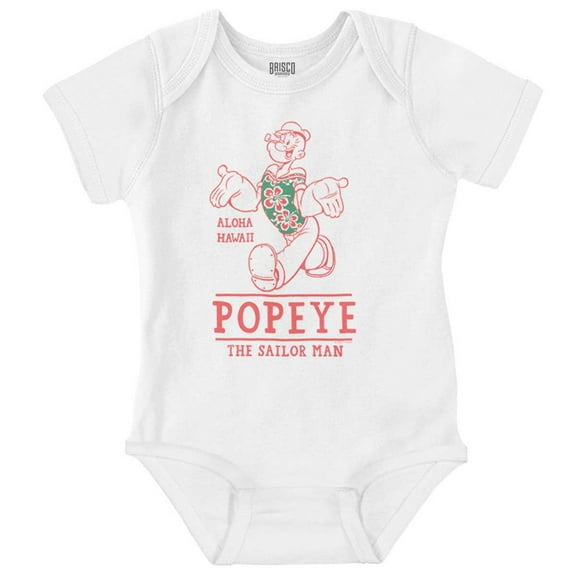 Popeye Sailor Aloha Hawaii Cartoon Romper Boys or Girls Infant Baby Brisco Brands NB