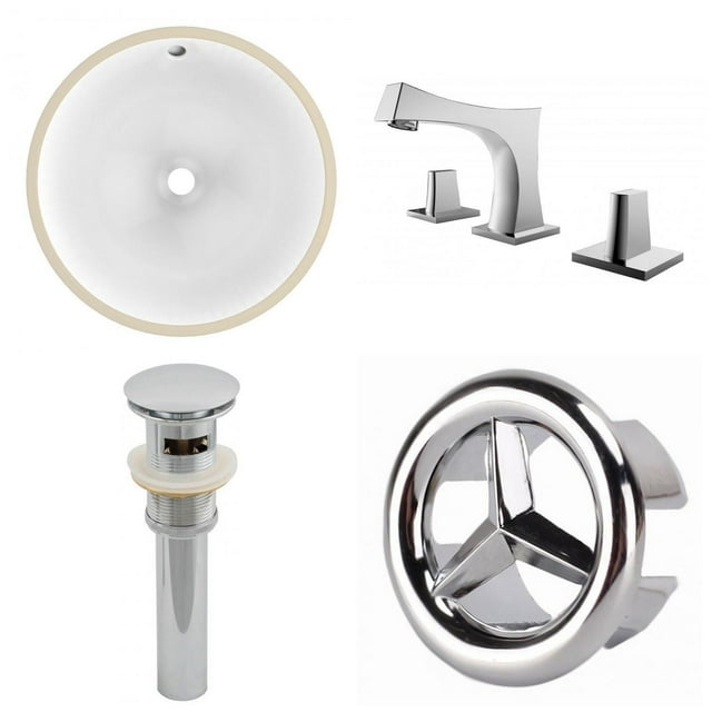 16.5-in. W CUPC Round Bathroom Undermount Sink Set In White - Chrome Hardware - Overflow Drain Incl. AI-25915
