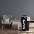 thumbnail image 5 of Caroeas 90L X-Large Laundry Basket (13 Colors), Waterproof Laundry Hamper, Tall Fabric tall Laundry Bag, Foldable Washing Bin with Aluminum Handle, Black, 5 of 6