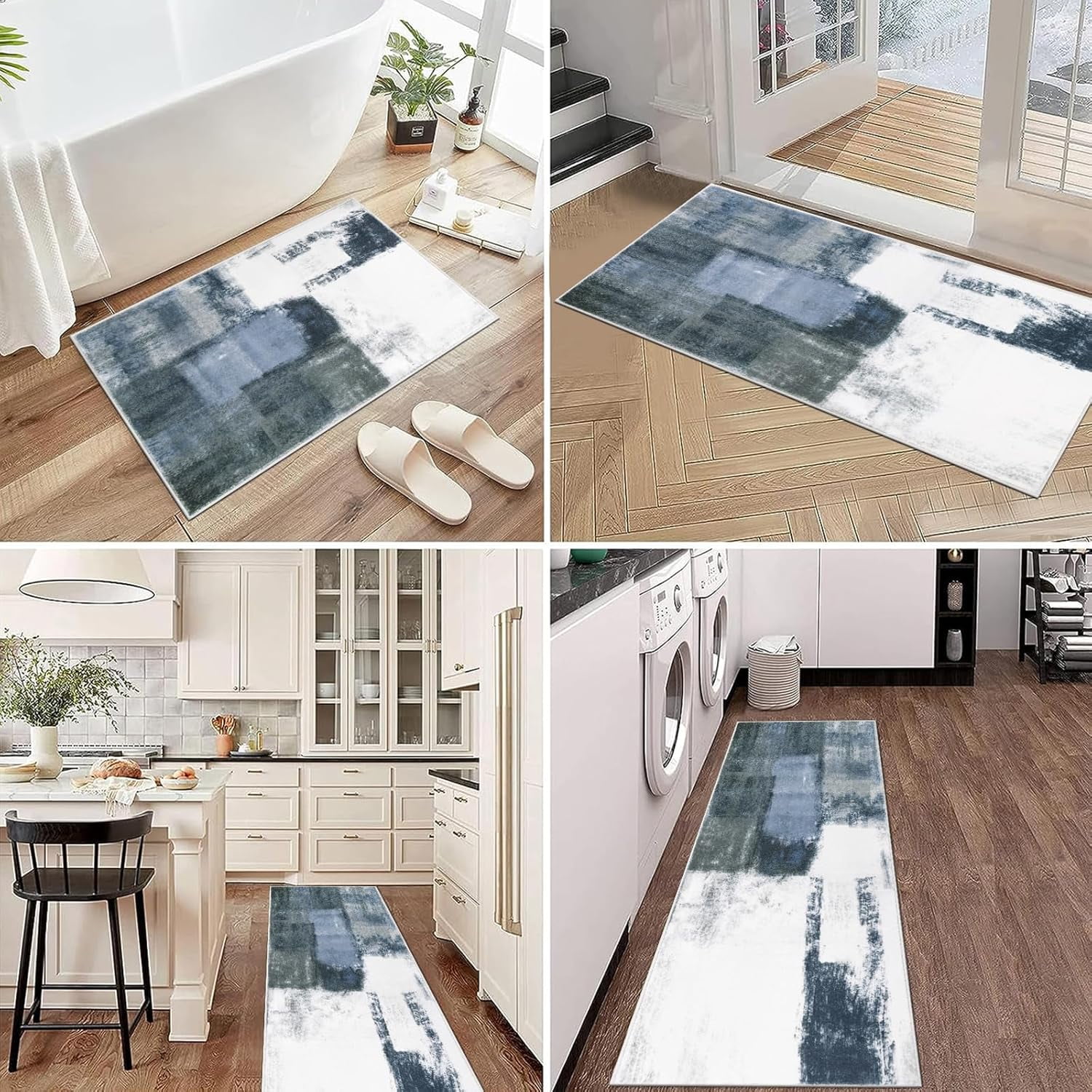 Farmhouse Kitchen Rugs Sets of 3, Kitchen Runner Rugs Non Slip Washable, Boho Kitchen Mats for Floor, Indoor Door Mat Entrance, Laundry Room Rug, Thick Kitchen Floor Mat Carpet